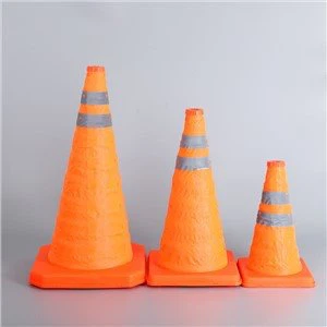 Skládací oranžové výstražné silniční kužely
